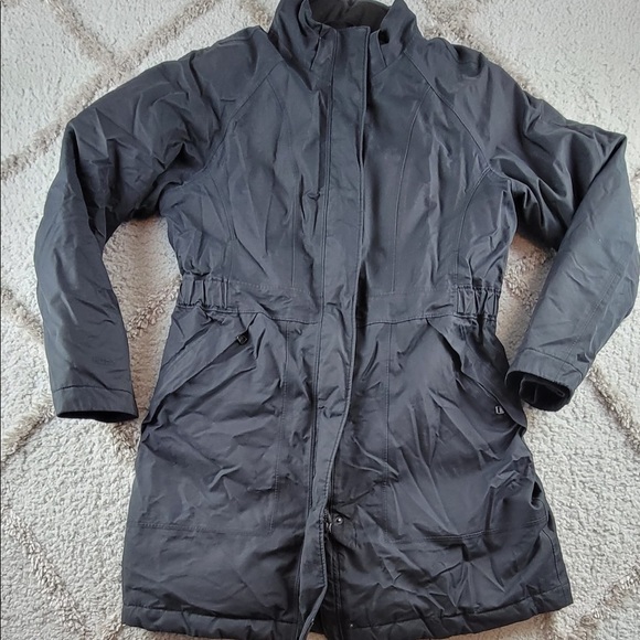 The north face full zip up trench coat women’s size Large
